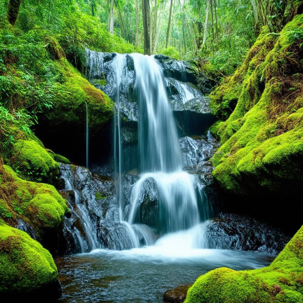 waterfall in tropical forest