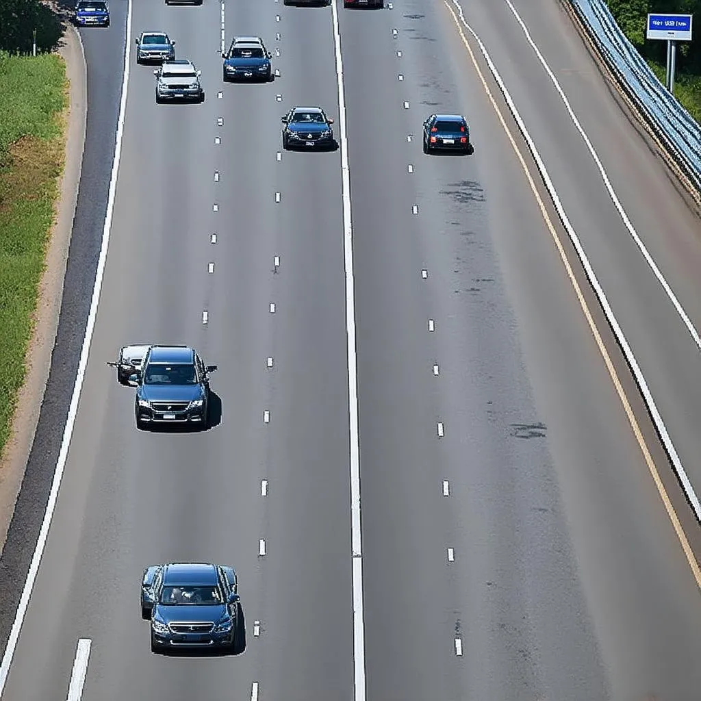 Traffic lanes on a highway