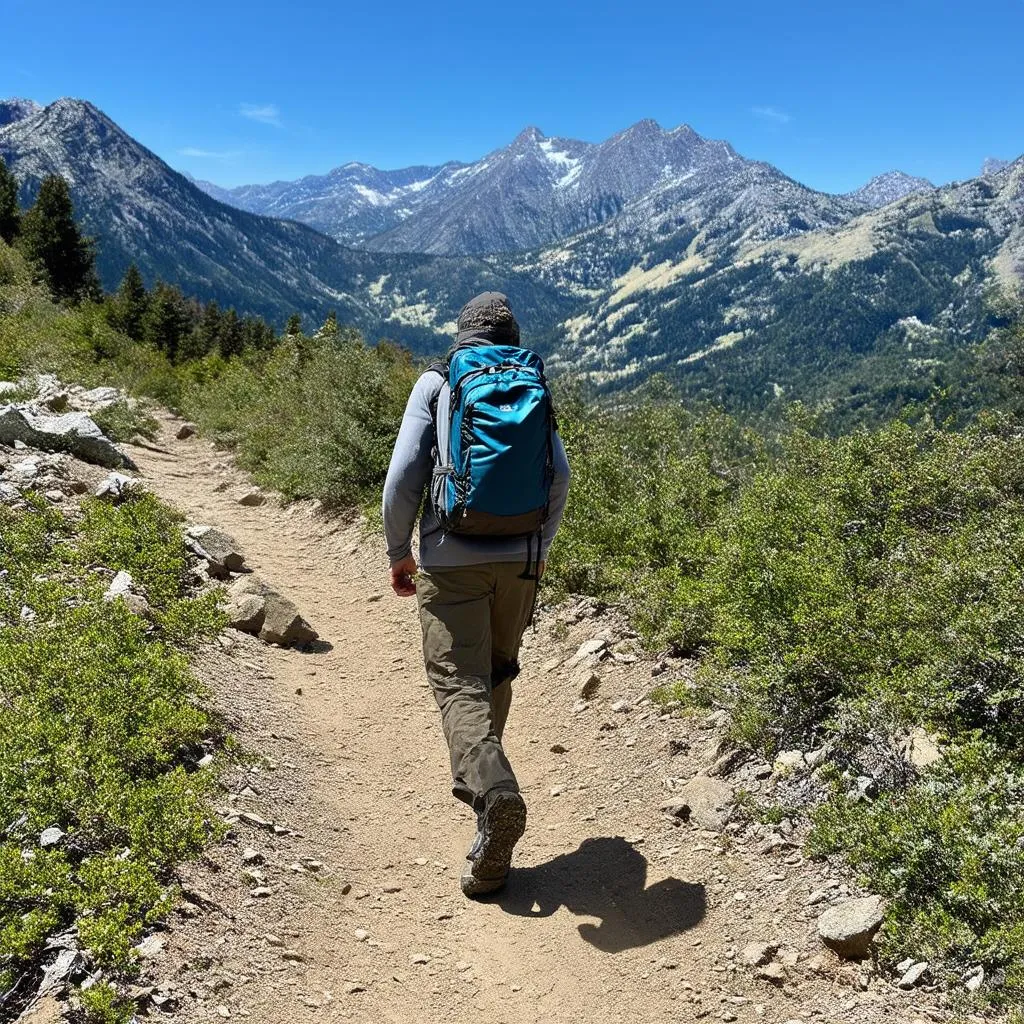 Hiker on Mountain Trail