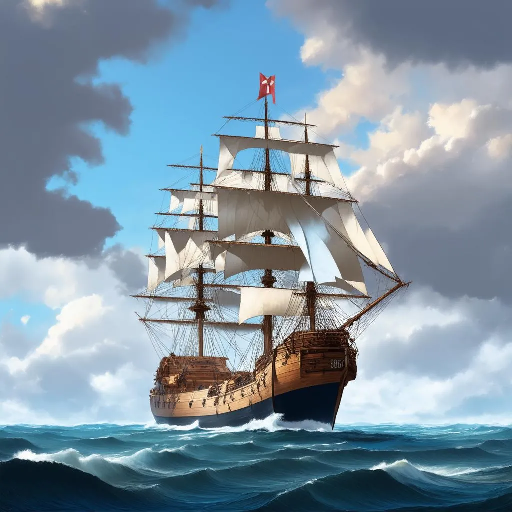 HMS Beagle at Sea