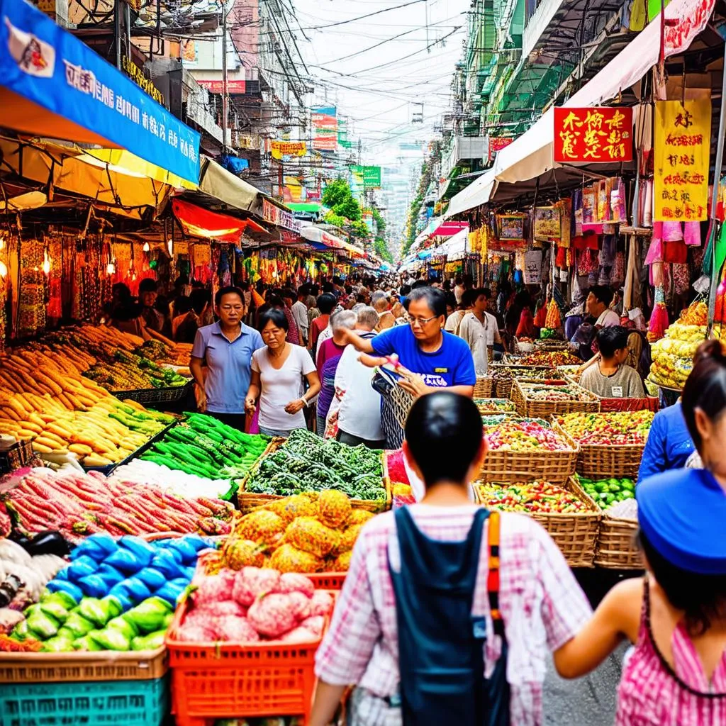 Bustling marketplace in Ho Chi Minh City