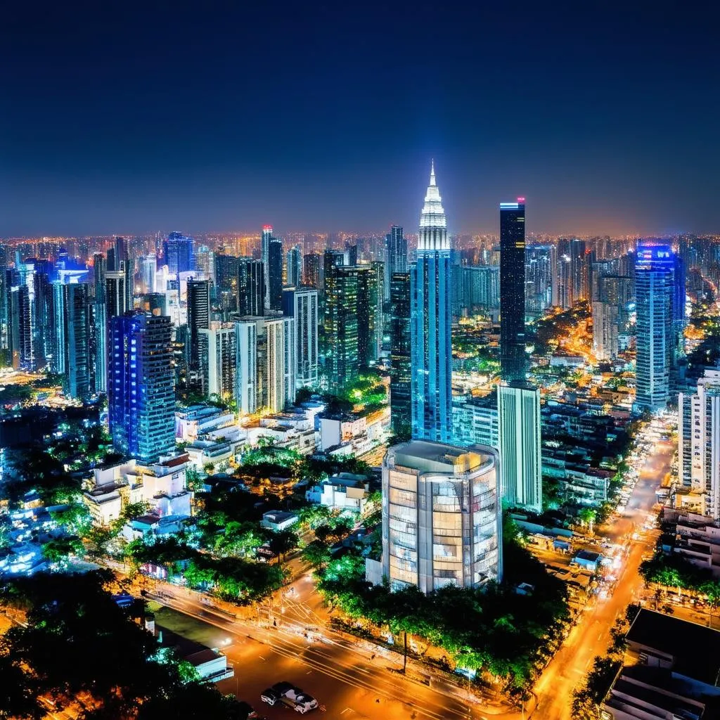 Ho Chi Minh City skyline at night