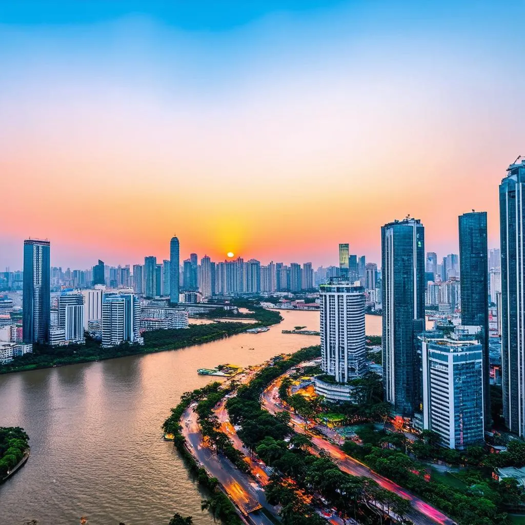 Ho Chi Minh City Skyline at Sunset