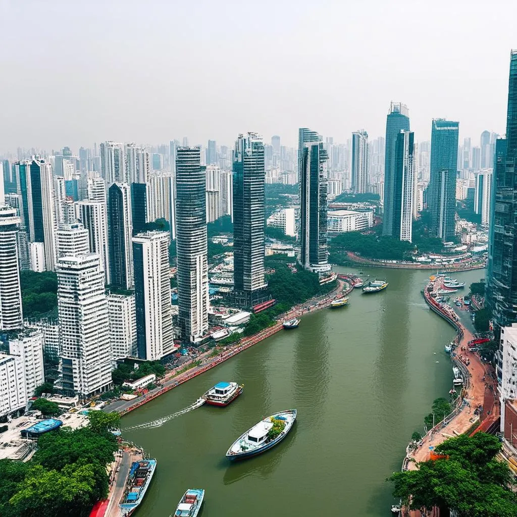 Modern Ho Chi Minh City Skyline with Saigon River