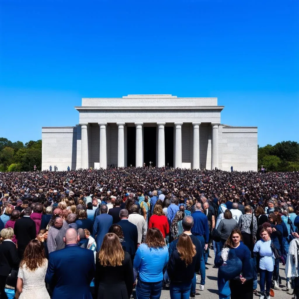 Crowded Ho Chi Minh Mausoleum