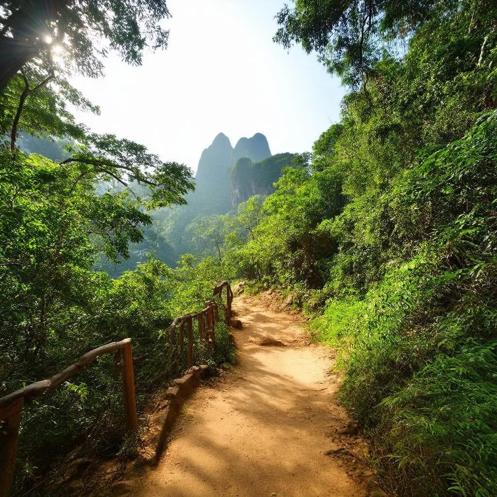 Hiking trail through the forest near Ho Coc Lake