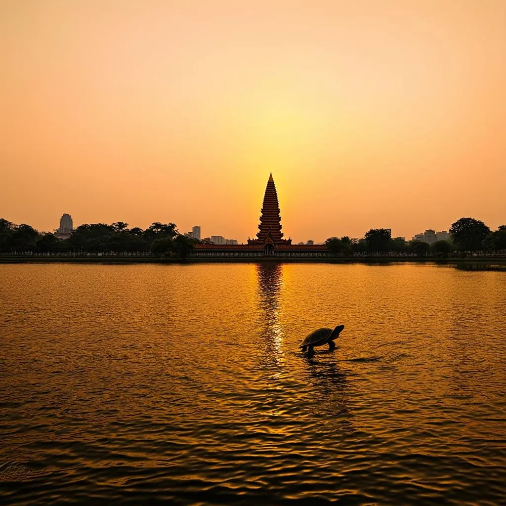 Sunset at Hoan Kiem Lake