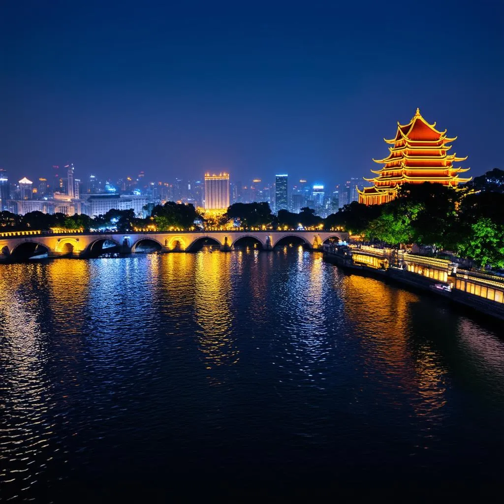 Hoan Kiem Lake at night