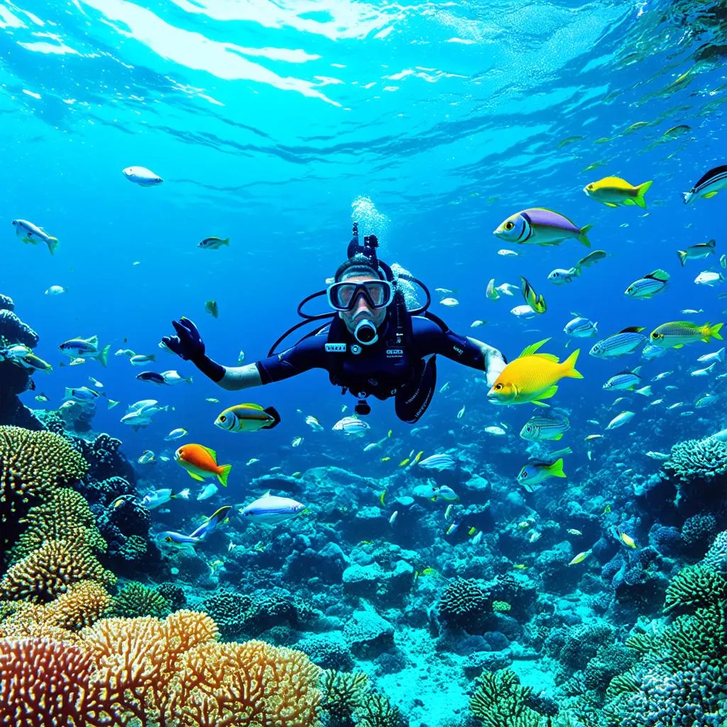 colorful coral reefs of hon mun island