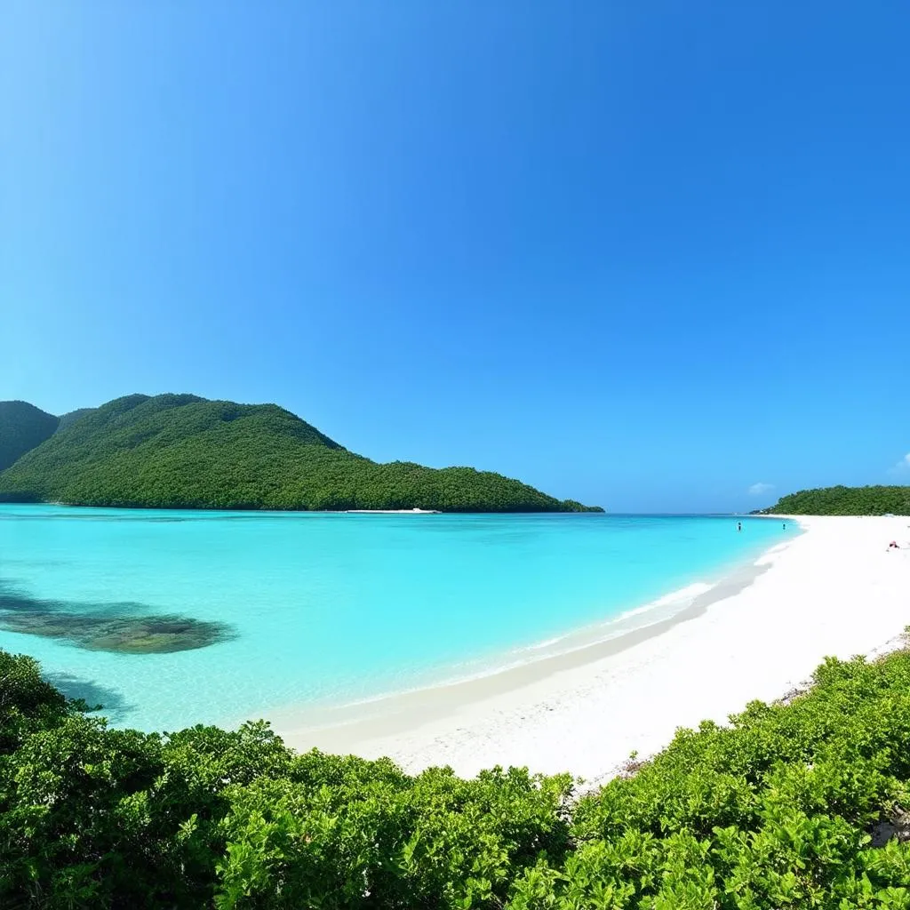 pristine beach on Hon Tam Island