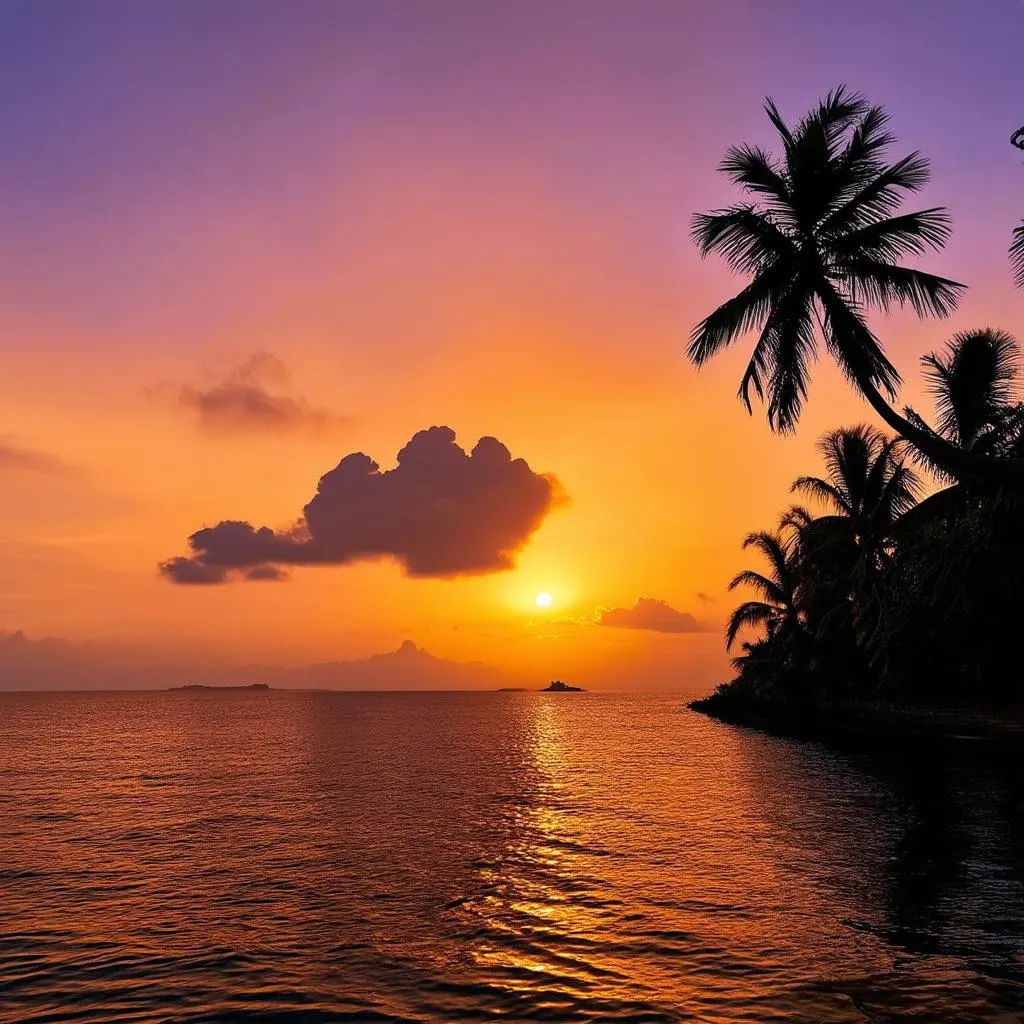 Sunset view on Hon Tam Island