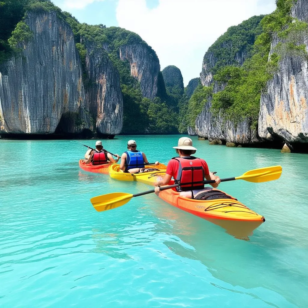 Kayaking in Hon Dau