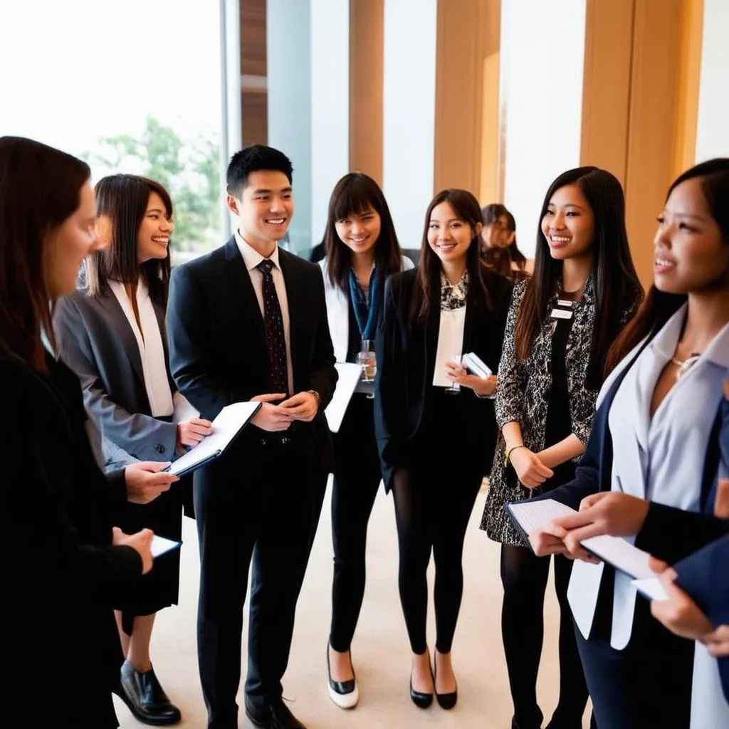 Hospitality Students in Hotel Lobby