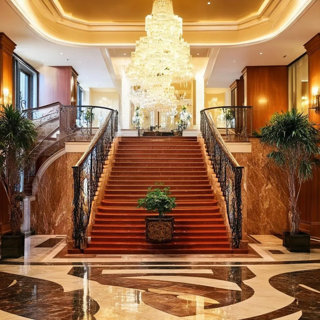 Luxurious hotel lobby