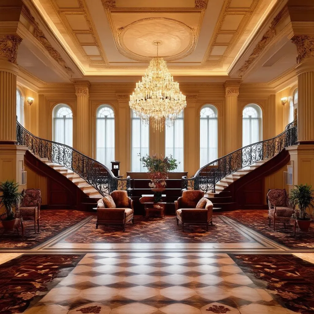 Luxurious hotel lobby