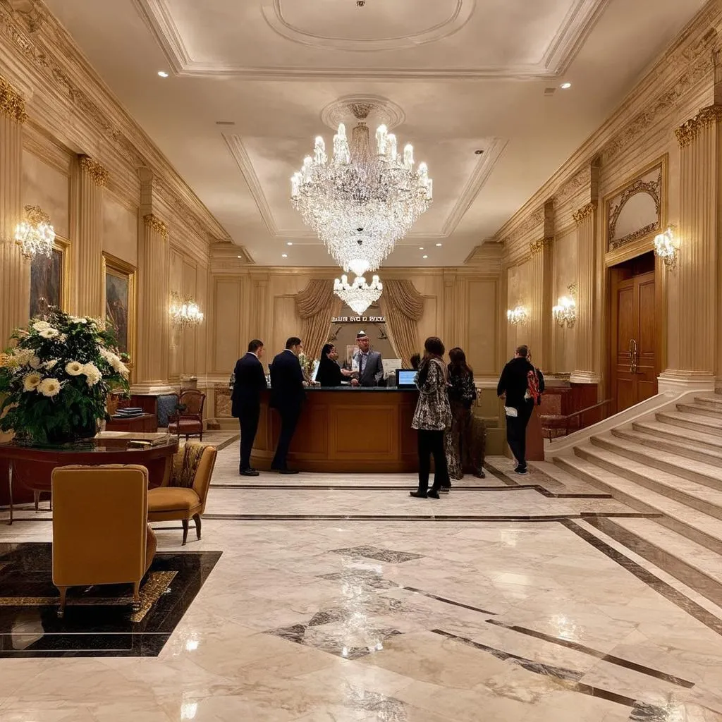 Luxurious hotel lobby