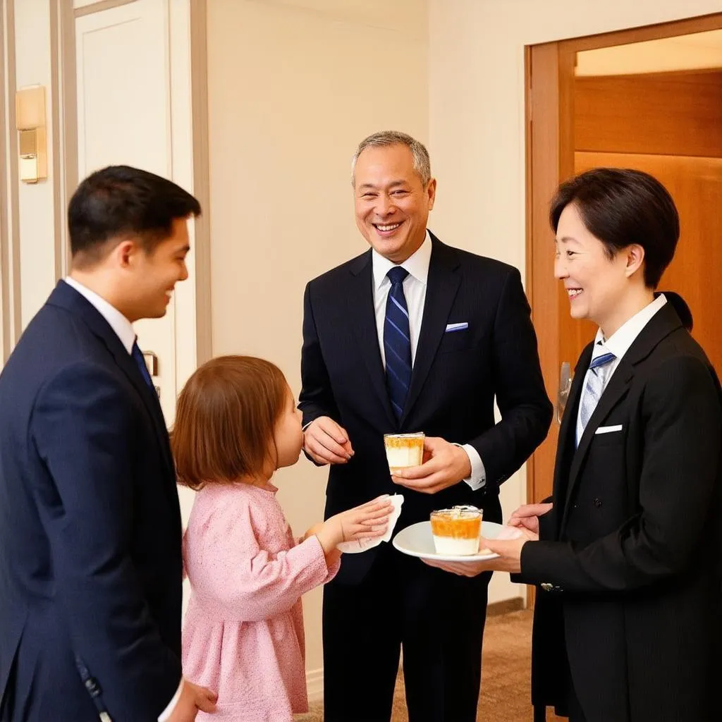 hotel manager welcoming guests