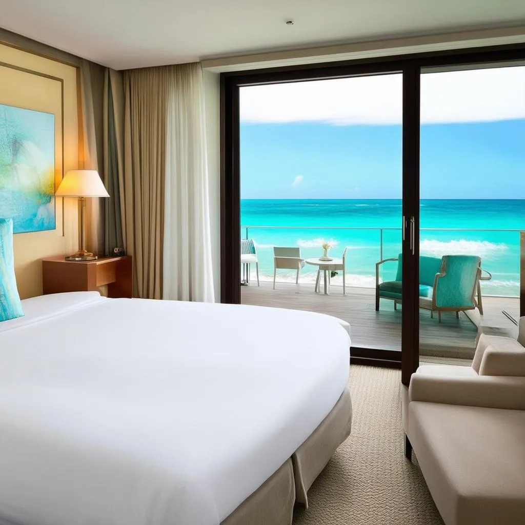 hotel room with an ocean view