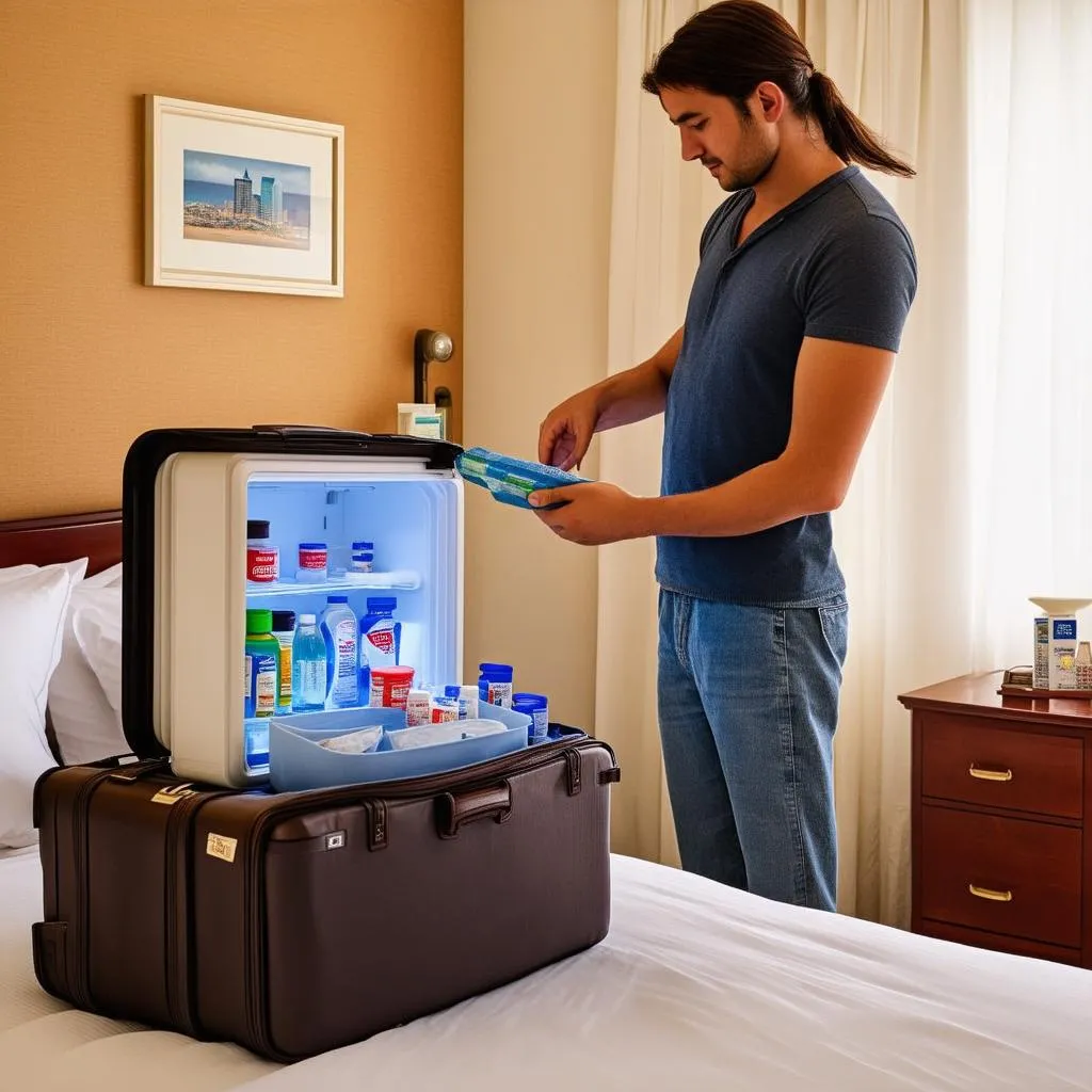 Hotel Room with Refrigerator