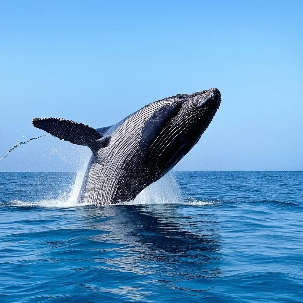 Humpback whale breaching