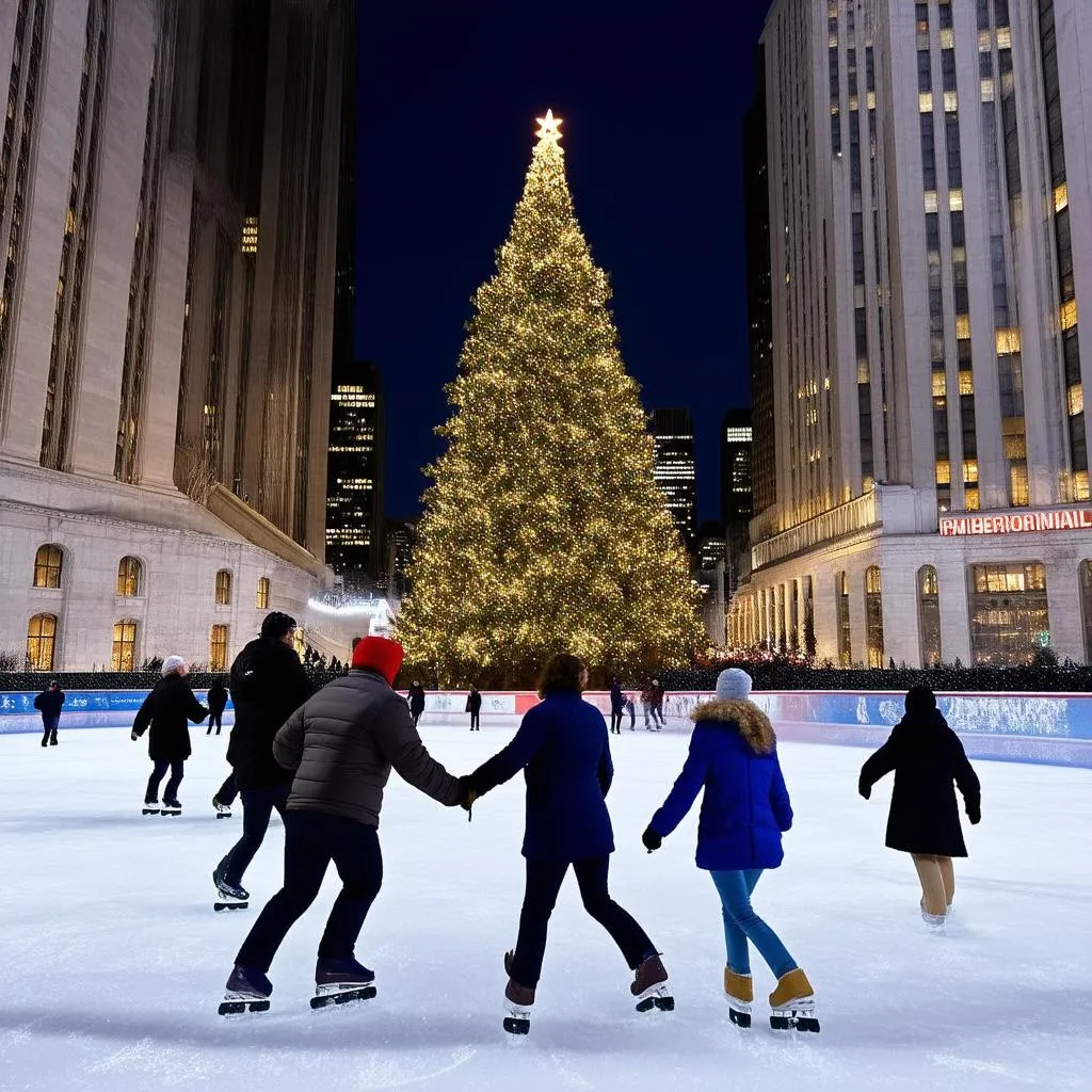 Ice skating at Rockefeller Center