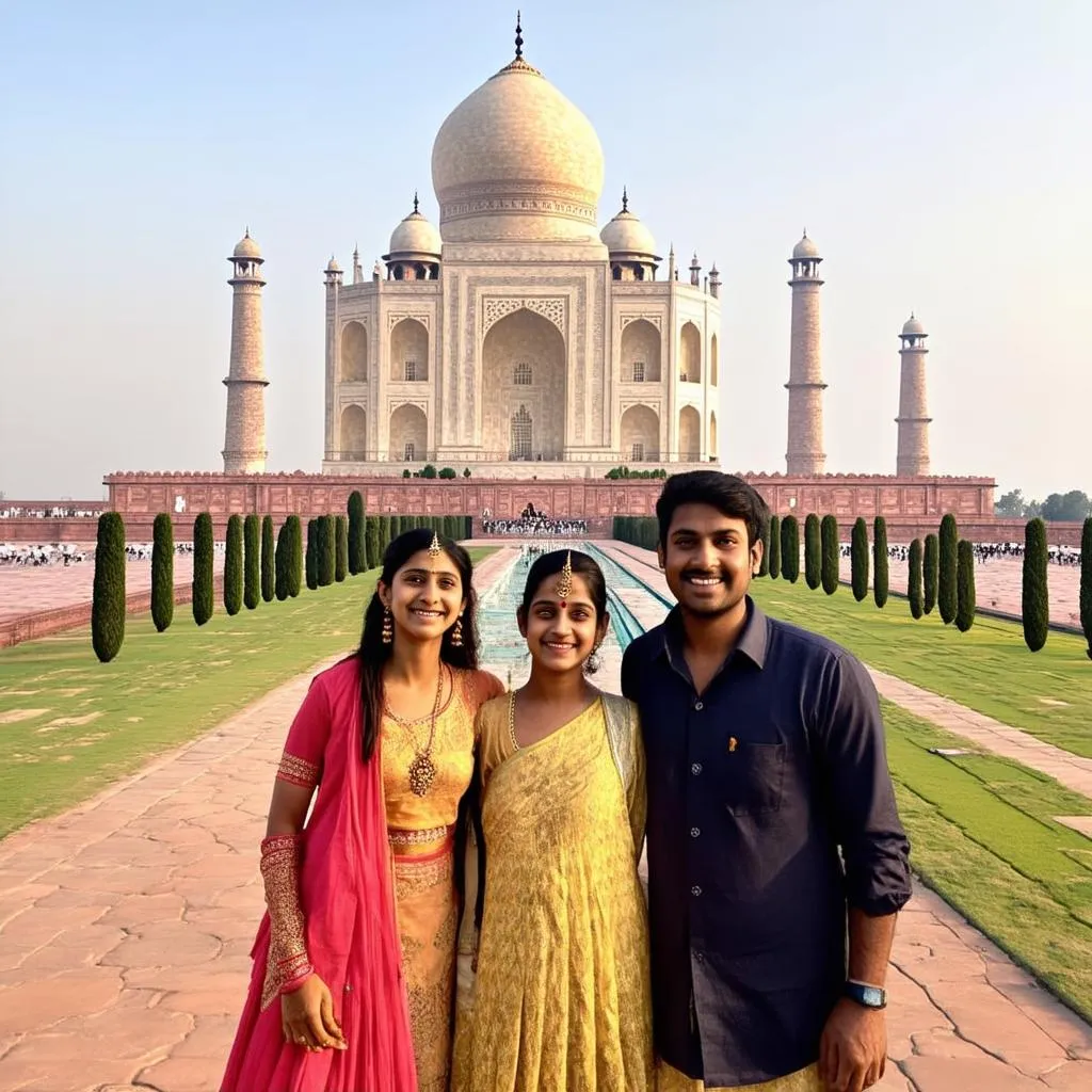 Family at Taj Mahal