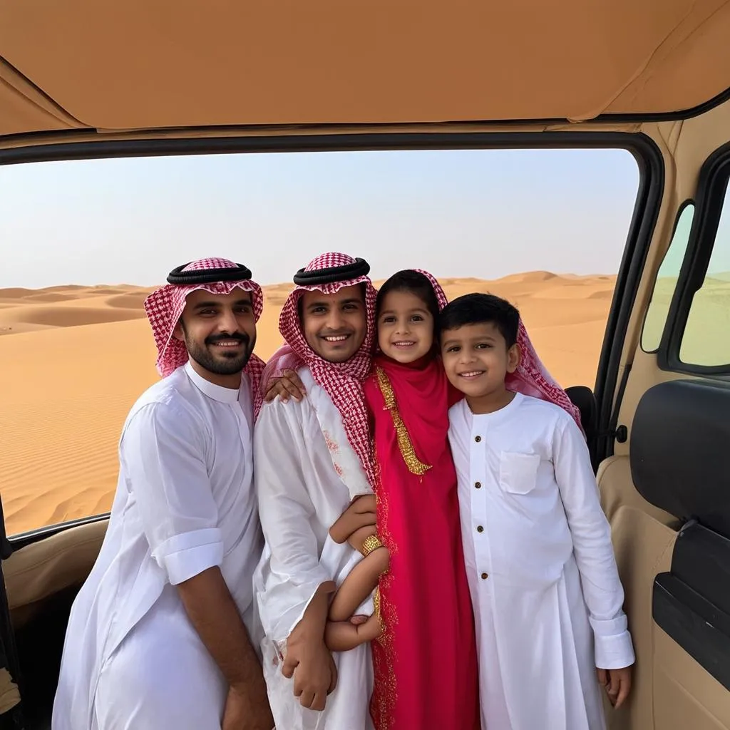 Indian family on a desert safari