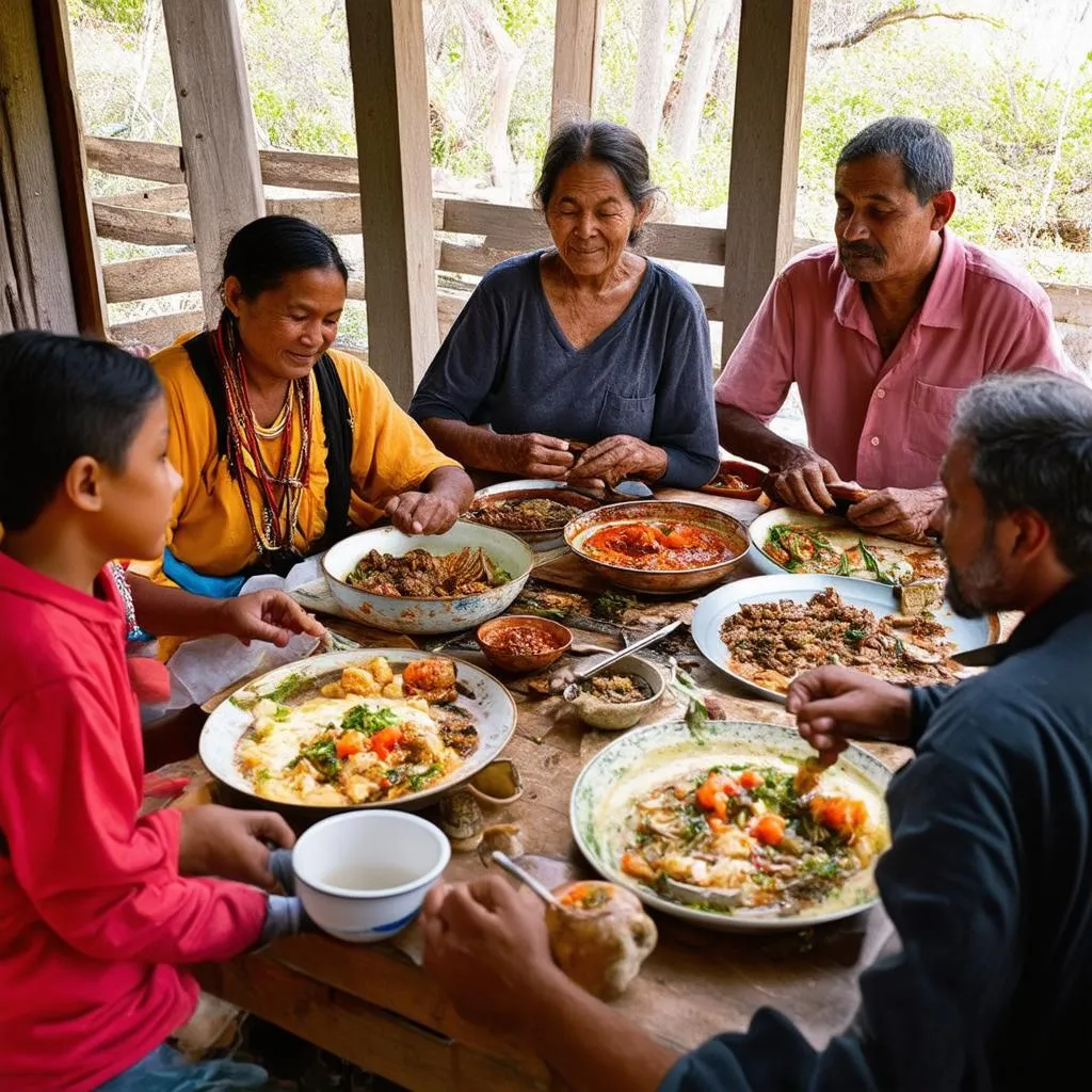 Family enjoying a traditional meal