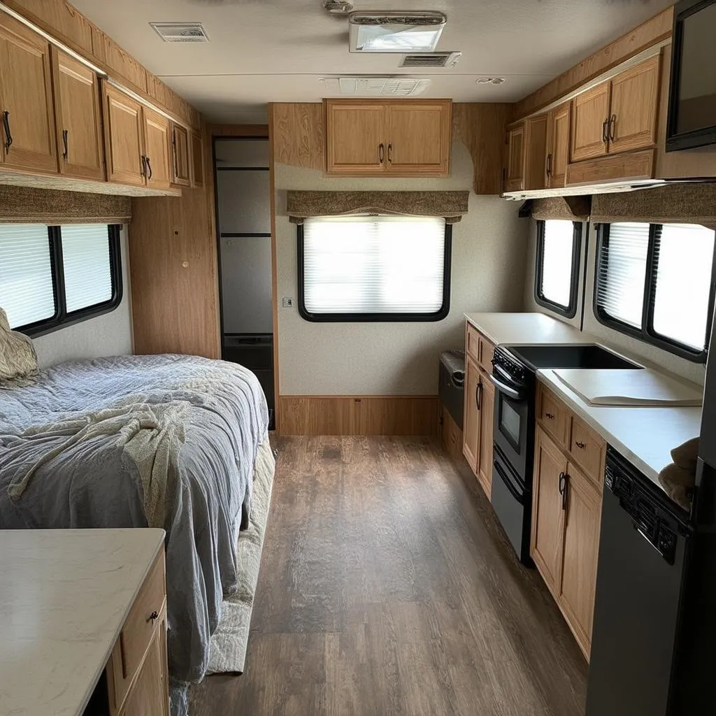 Renovated travel trailer interior