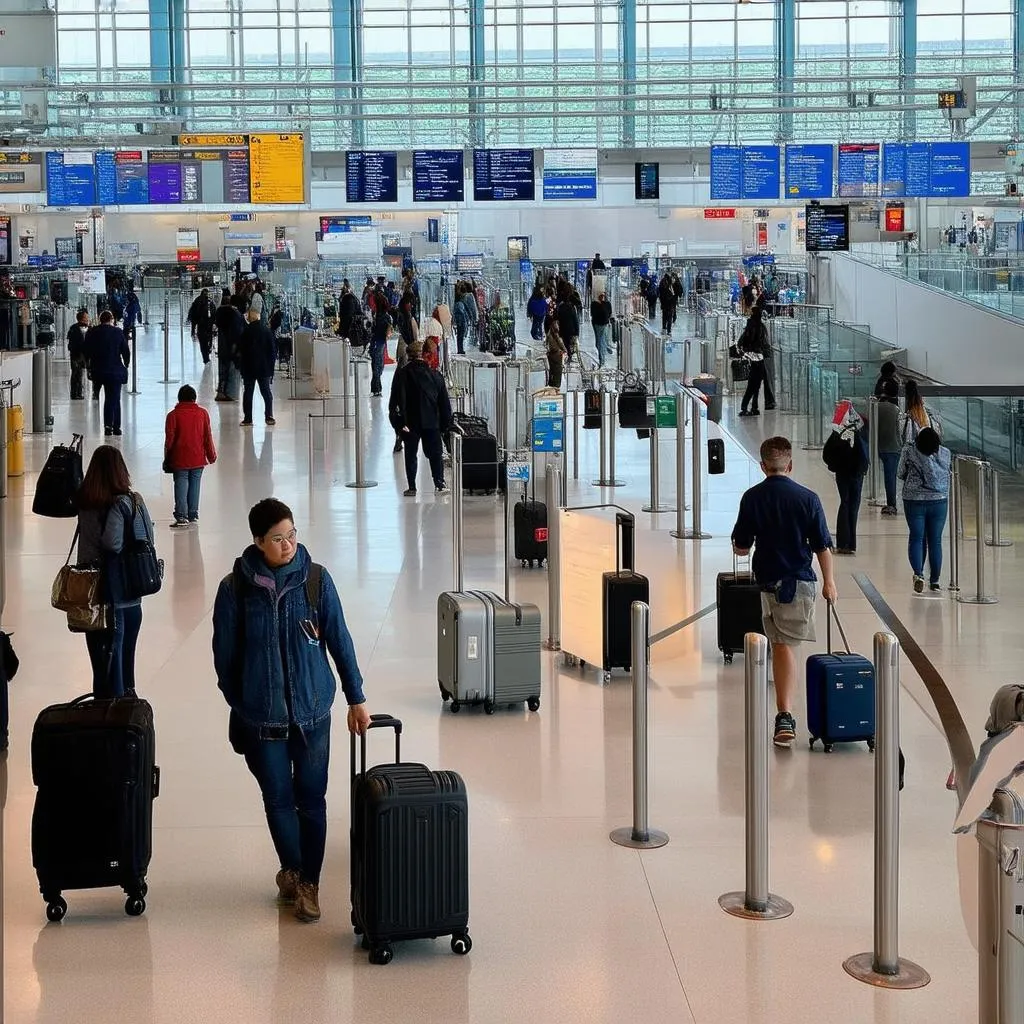 busy international airport terminal