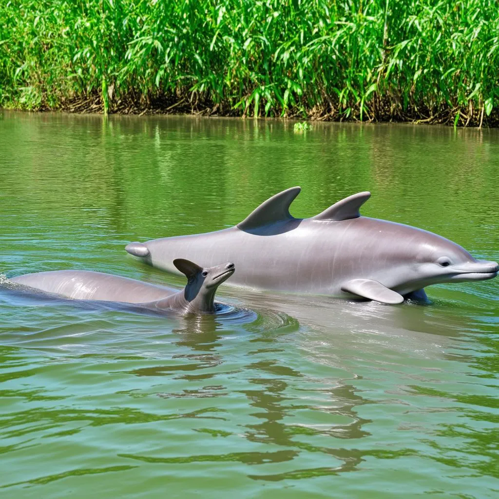 Irrawaddy dolphins in the Mekong River