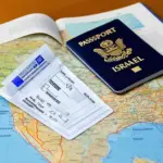 vaccination card and passport on a map of Israel