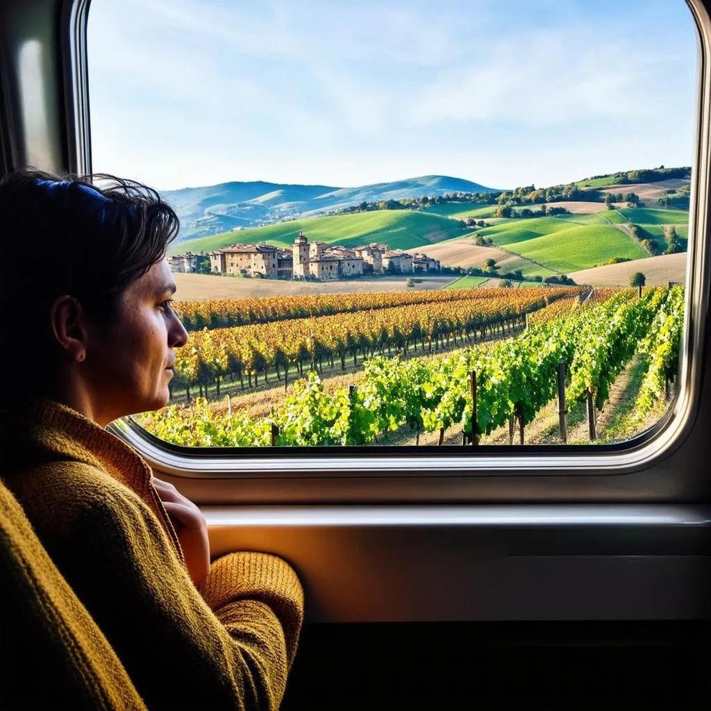 Scenic Train Ride Through Italy