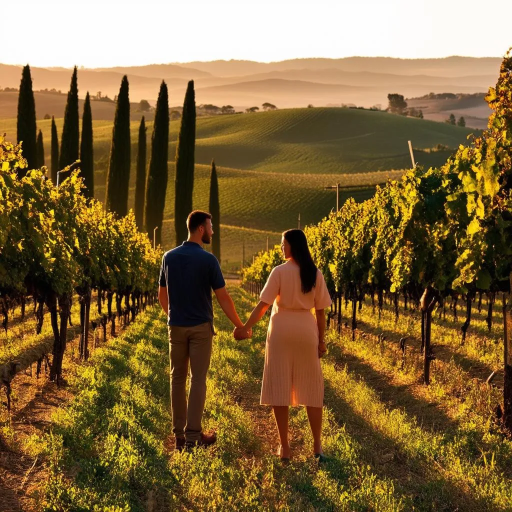 Couple enjoying the Tuscan countryside