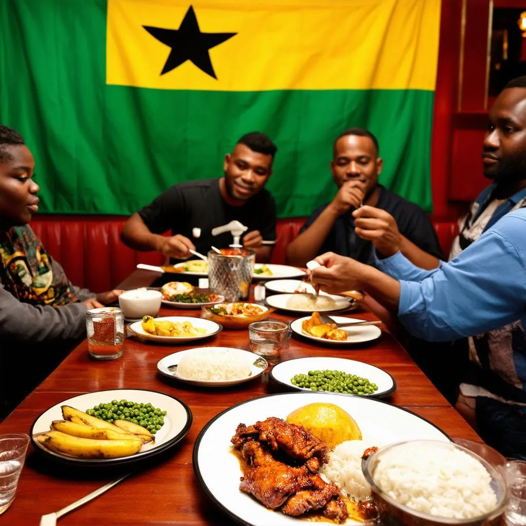 Authentic Jamaican food being served in a restaurant in Little Jamaica, New York City