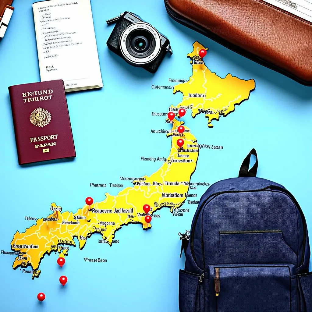 Map of Japan with Travel Essentials 