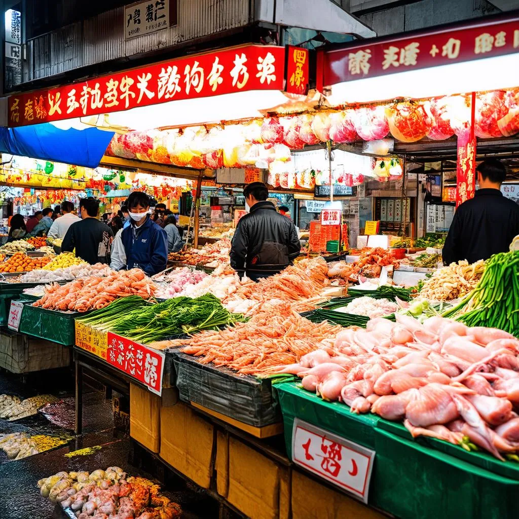 Vibrant Japanese food market