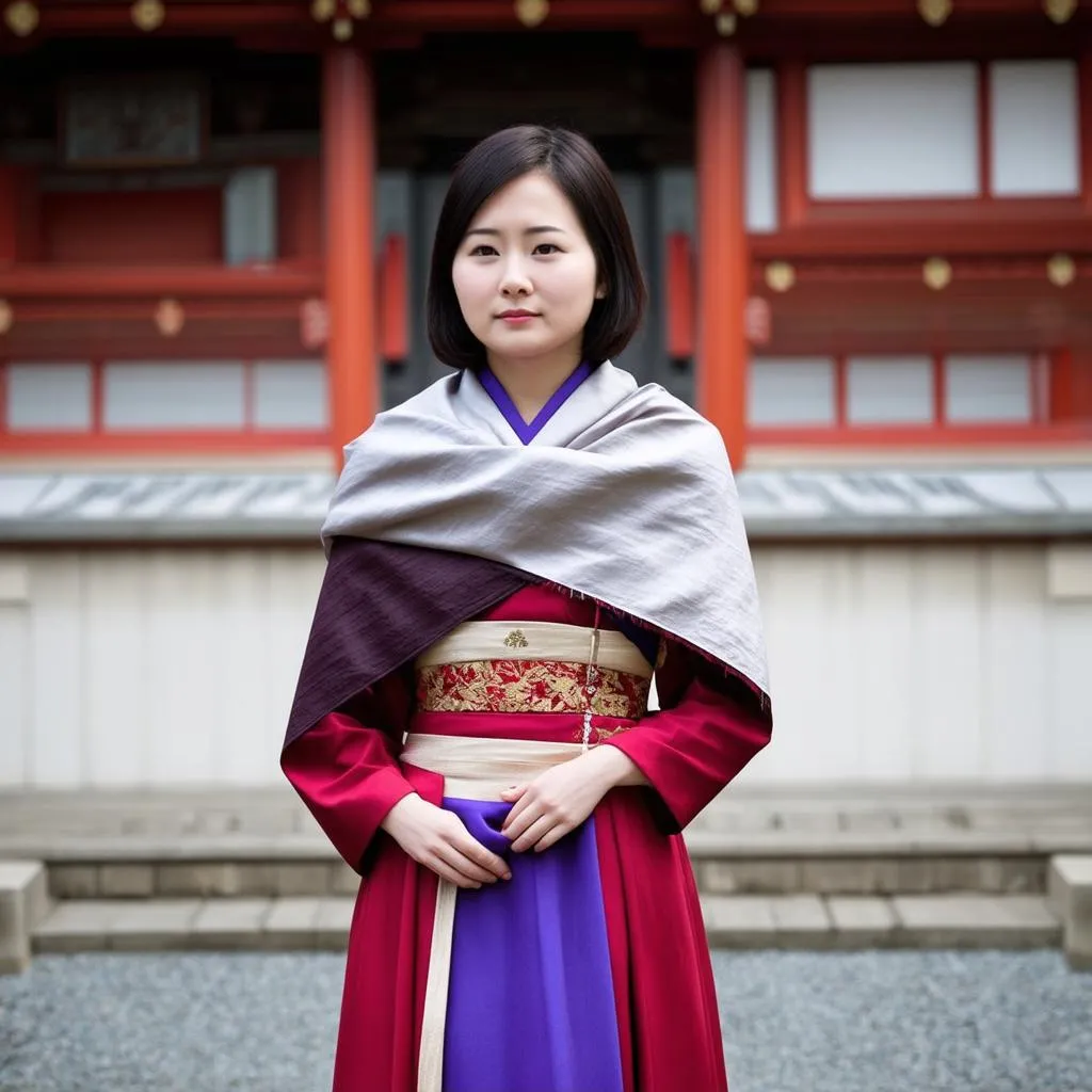 Respectful Attire at a Japanese Temple 