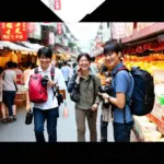 Japanese Tourists in Hanoi Old Quarter