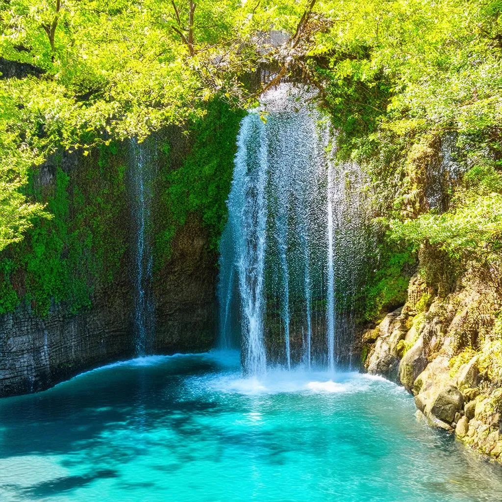 Jeju island waterfall summer