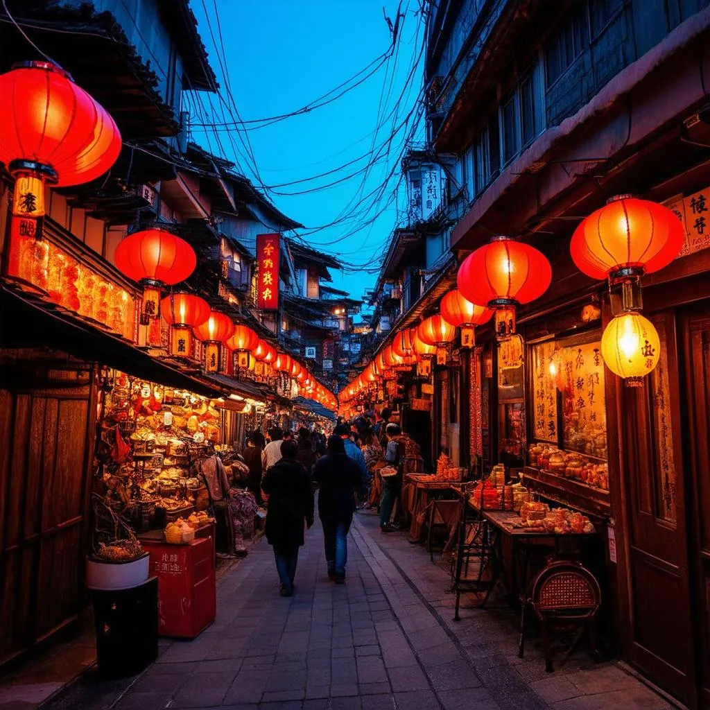 Jiufen Old Street at Twilight