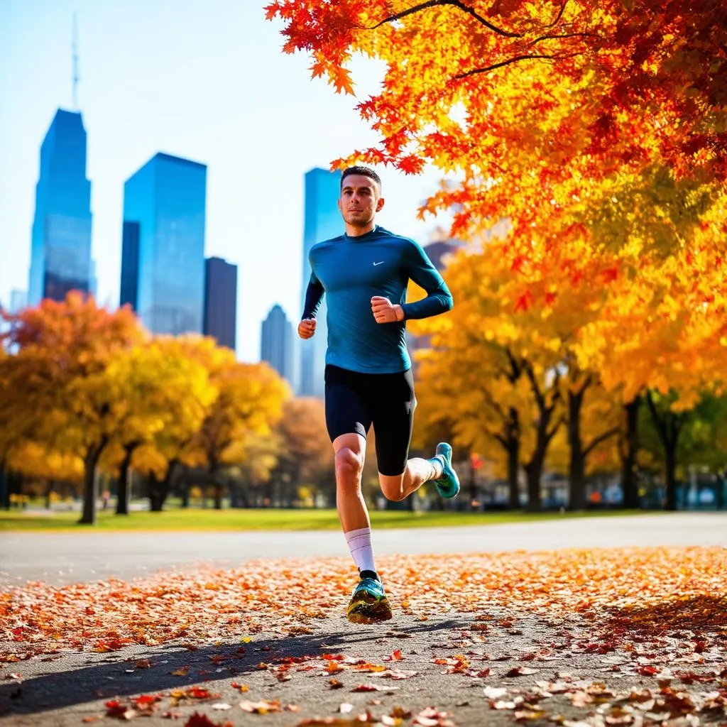 jogger in a city park