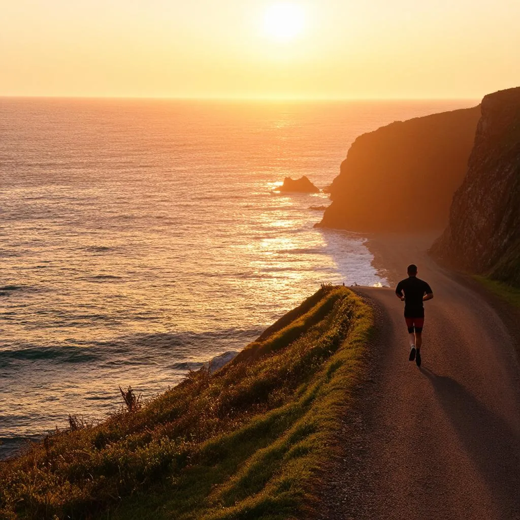 jogger on a coastal path