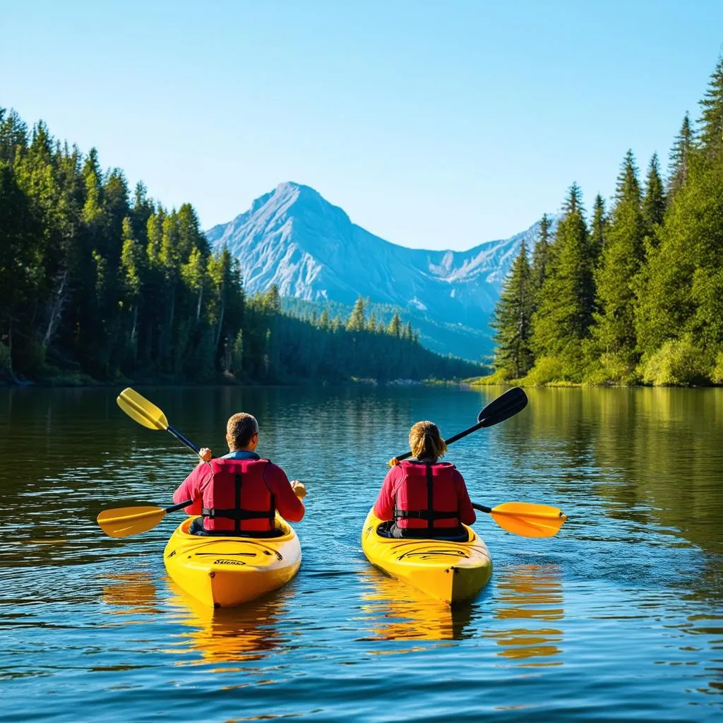 kayakers on a calm lake