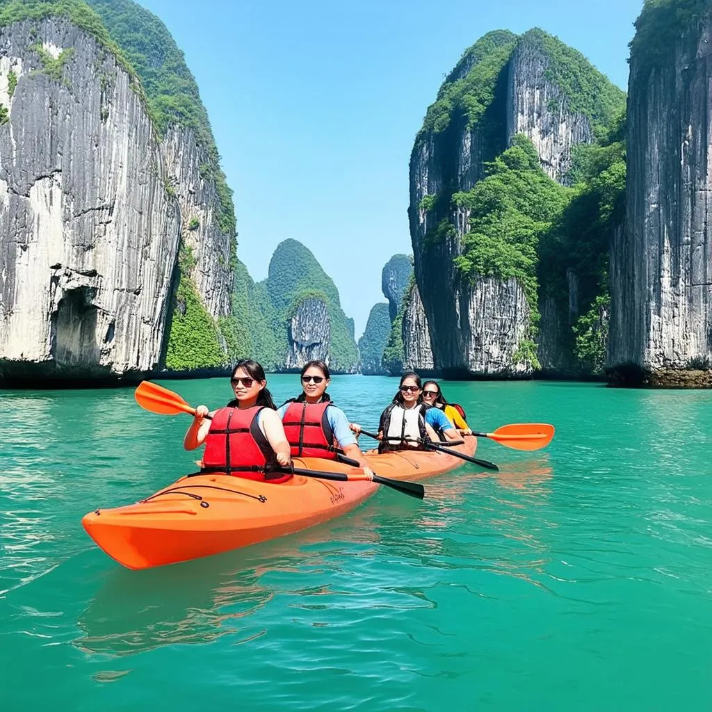 Kayaking in Ha Long Bay