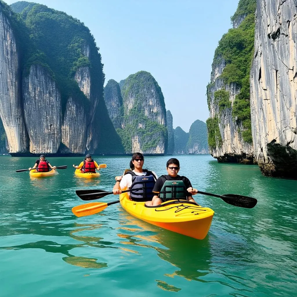 Kayaking in Ha Long Bay