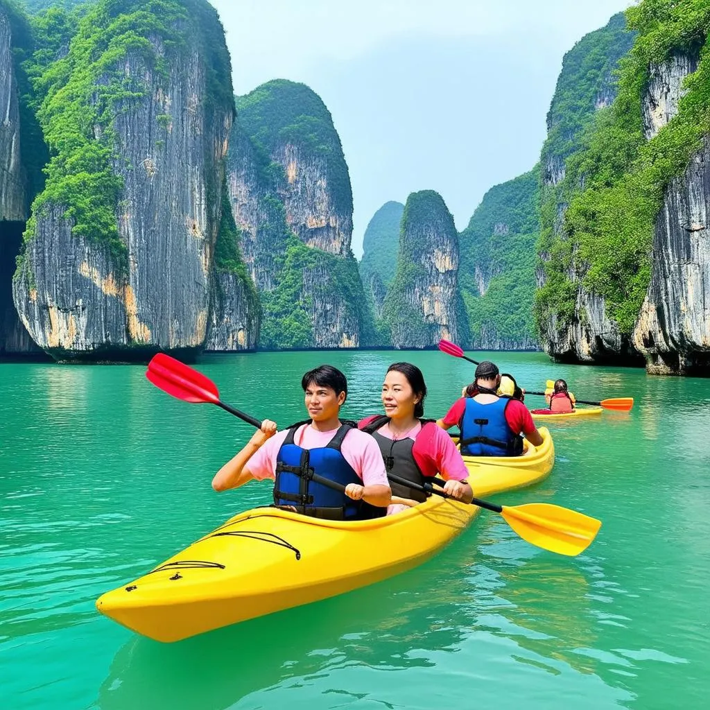 Kayaking in Halong Bay