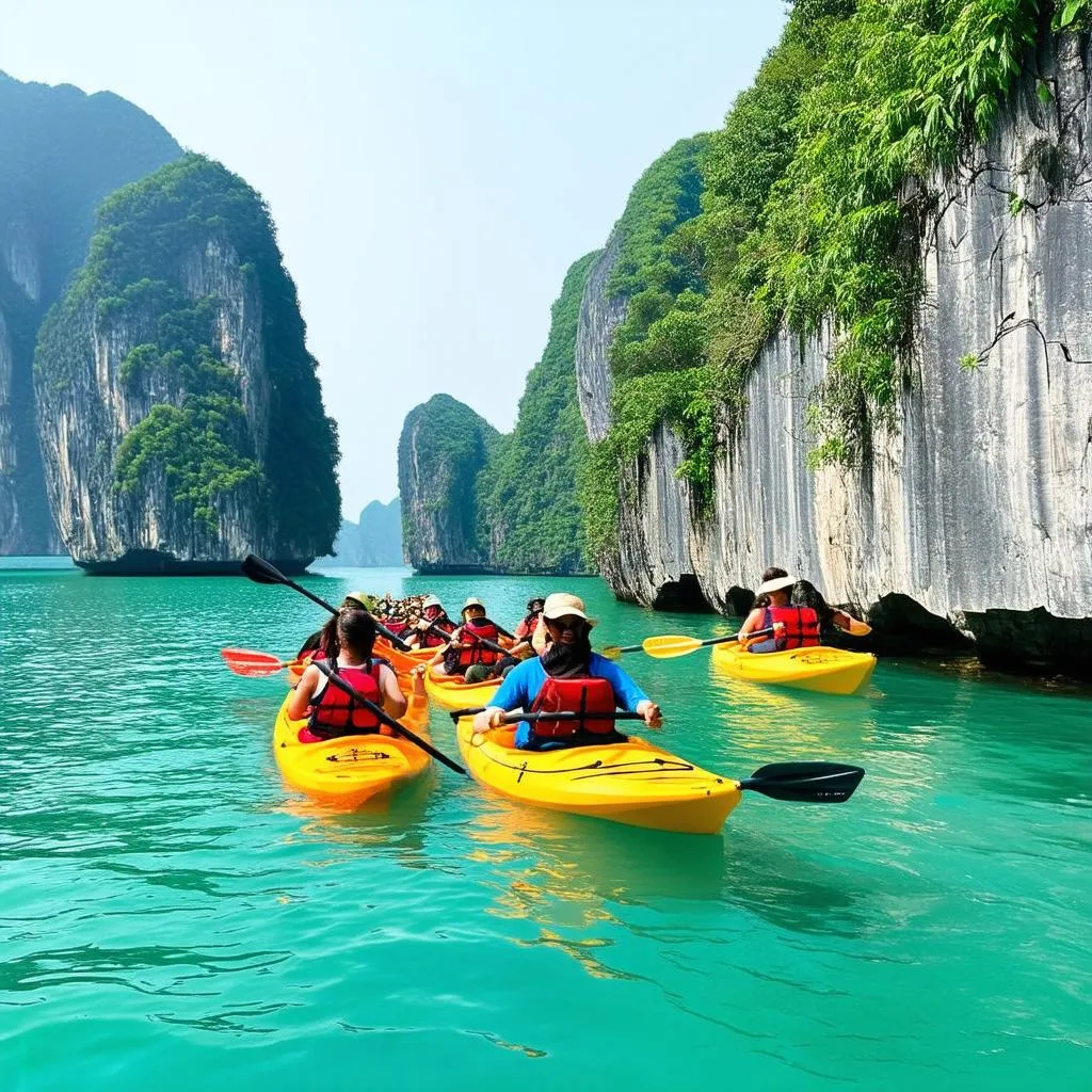 Kayaking in Ha Long Bay