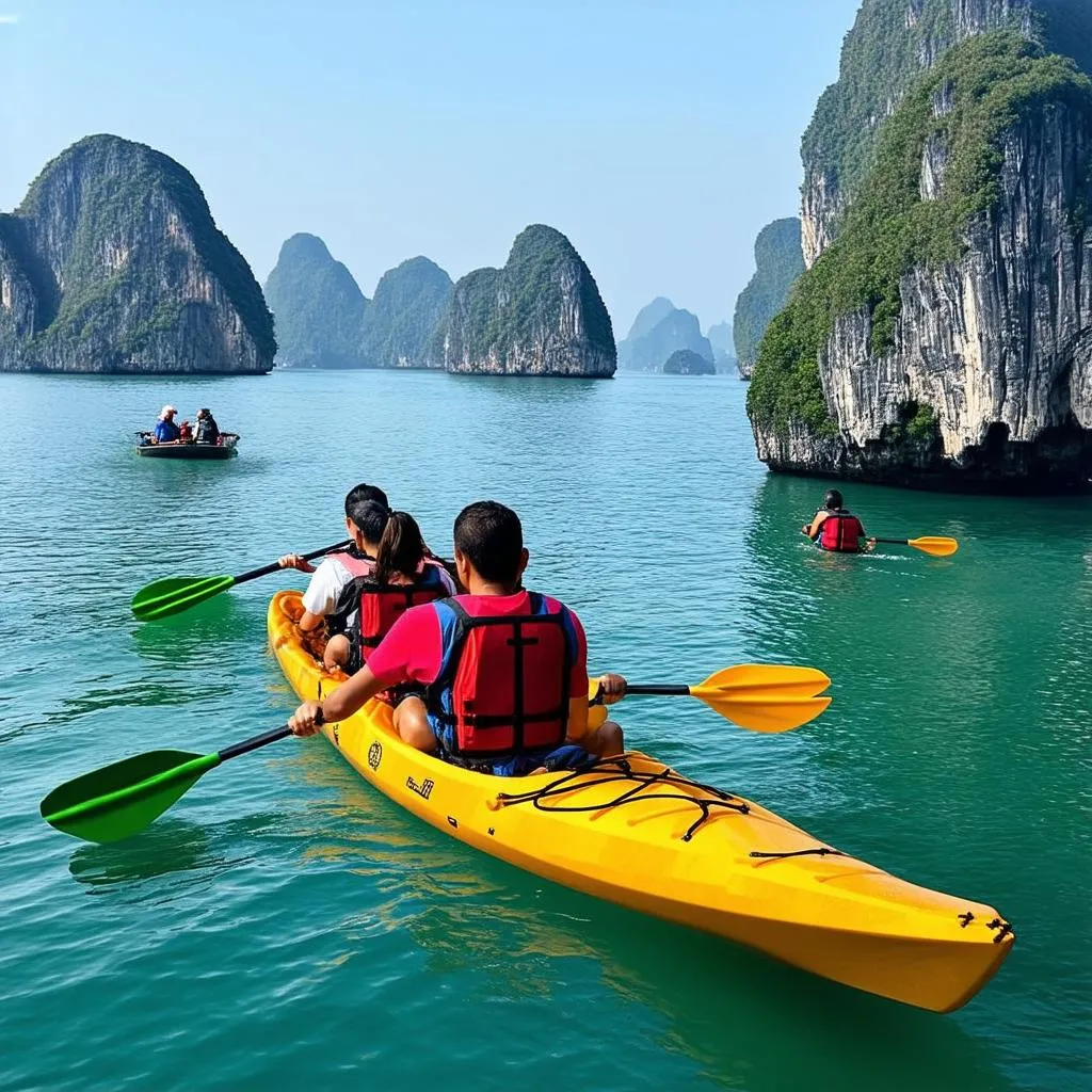 Kayaking in Halong Bay