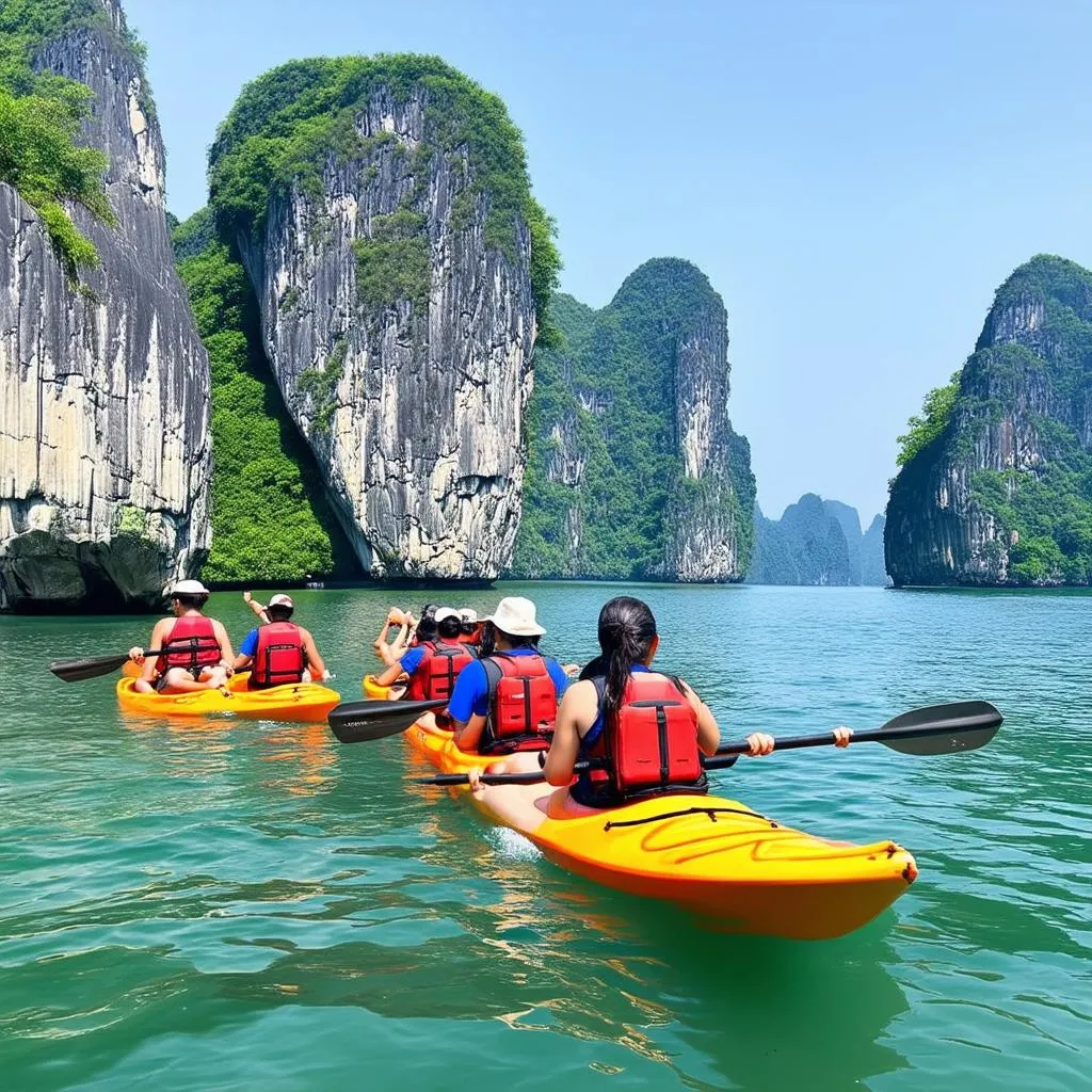 Kayaking in Halong Bay